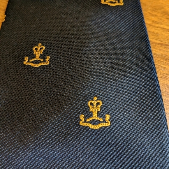 Vintage Navy Silk Tie Anchor Bell Novelty Logo - Picture 3 of 5